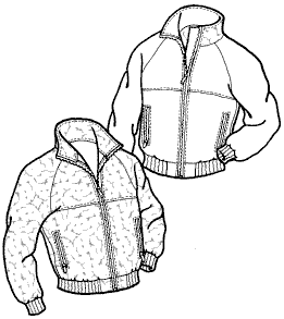 pen and ink drawing of two zip up jackets.