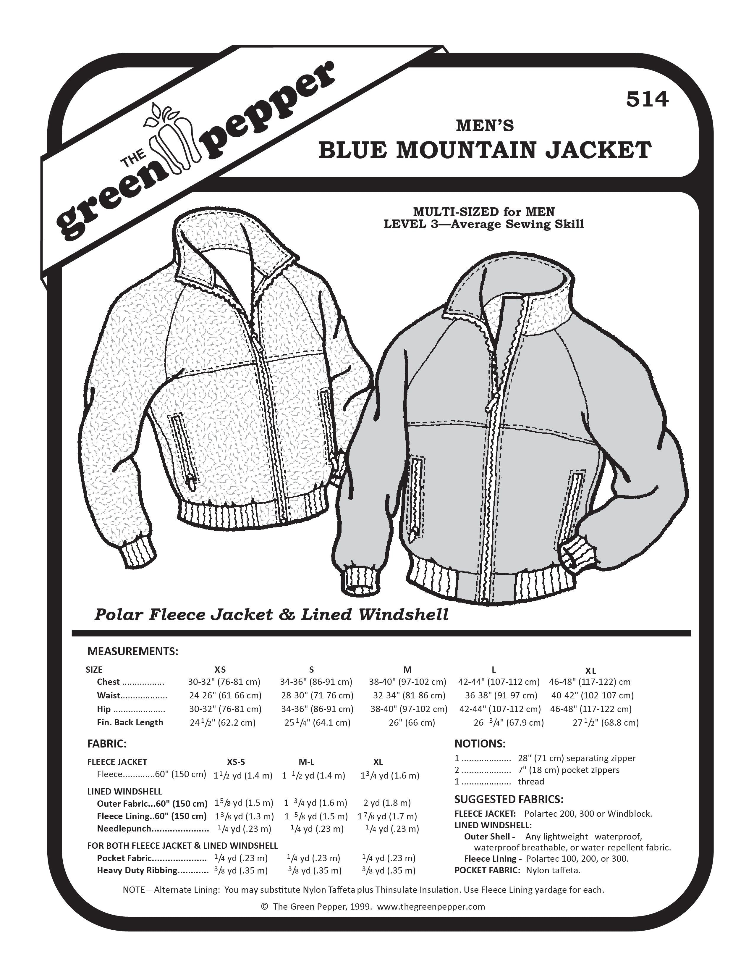 image of cover of men's blue mountain jacket sewing pattern