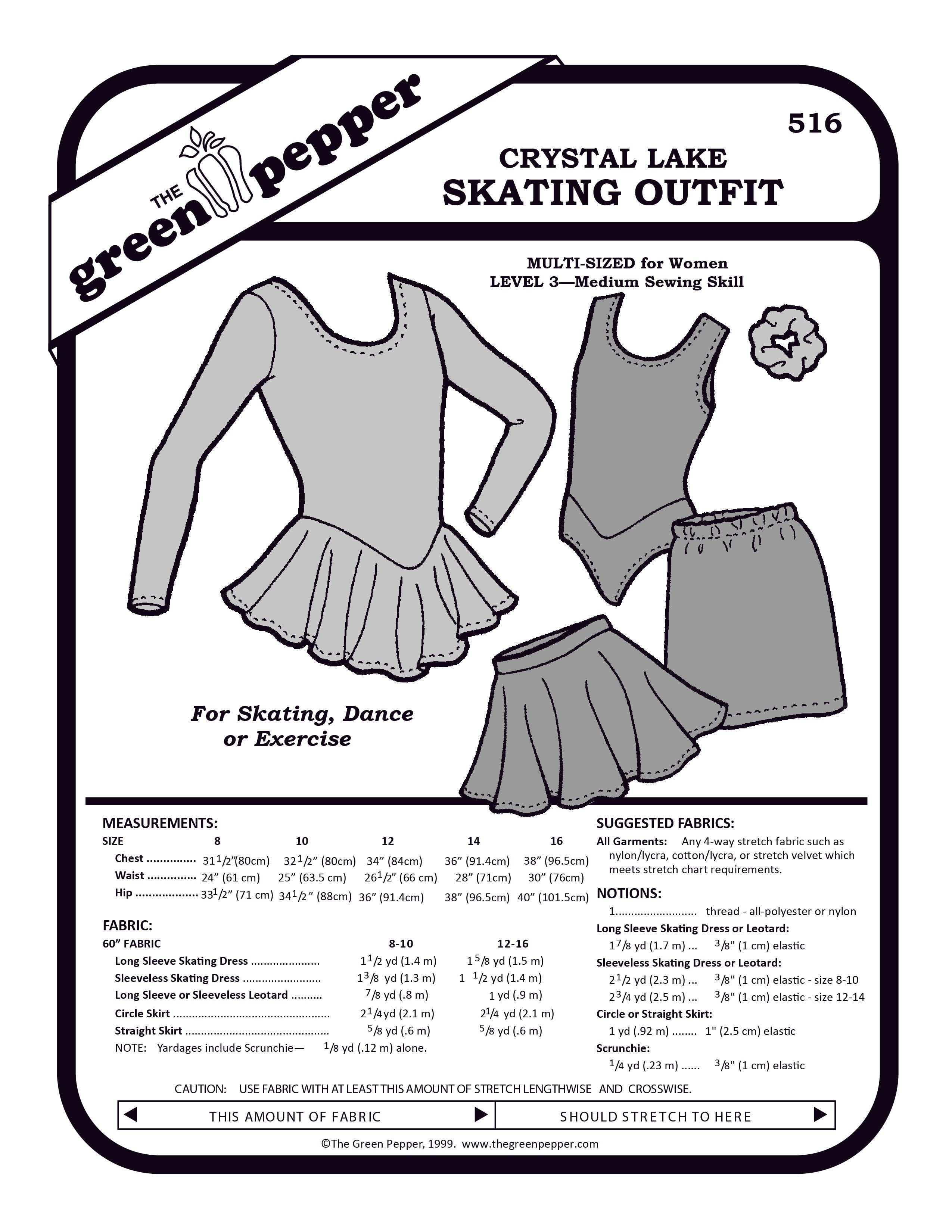 Cover for 516 Women's Crystal Lake Skating Outfit sewing pattern.