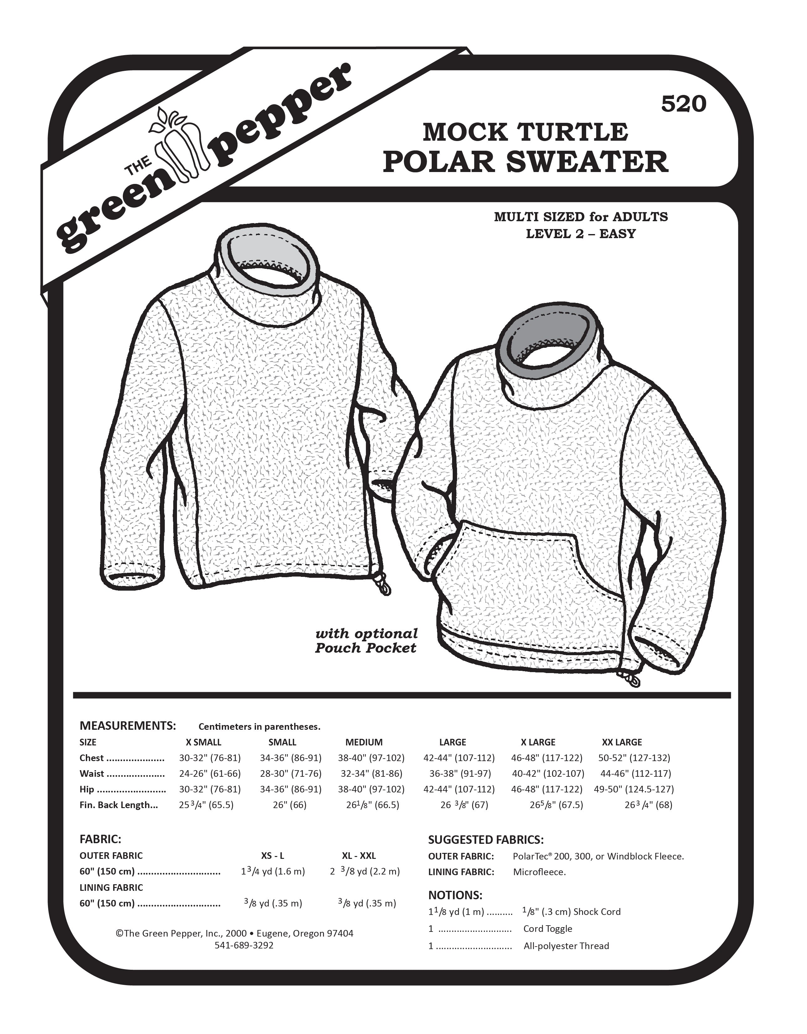 image of the cover of the 520 Mock turtle polar sweater sewing pattern