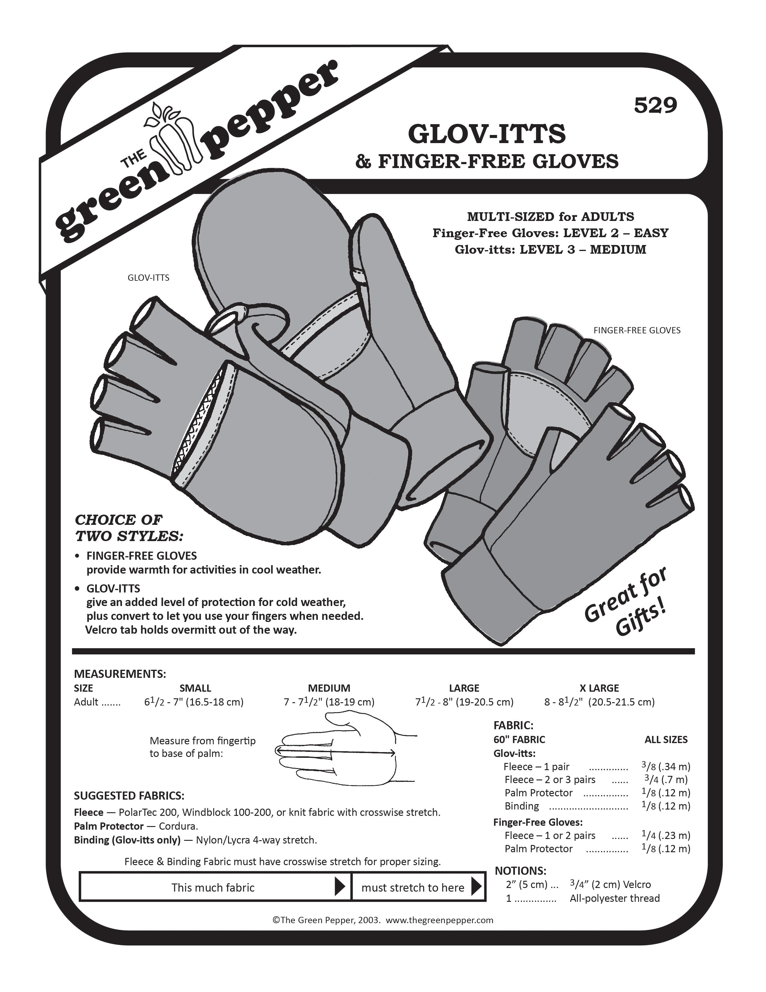 Image of cover of 529 Glov-itts and finger free gloves sewing pattern