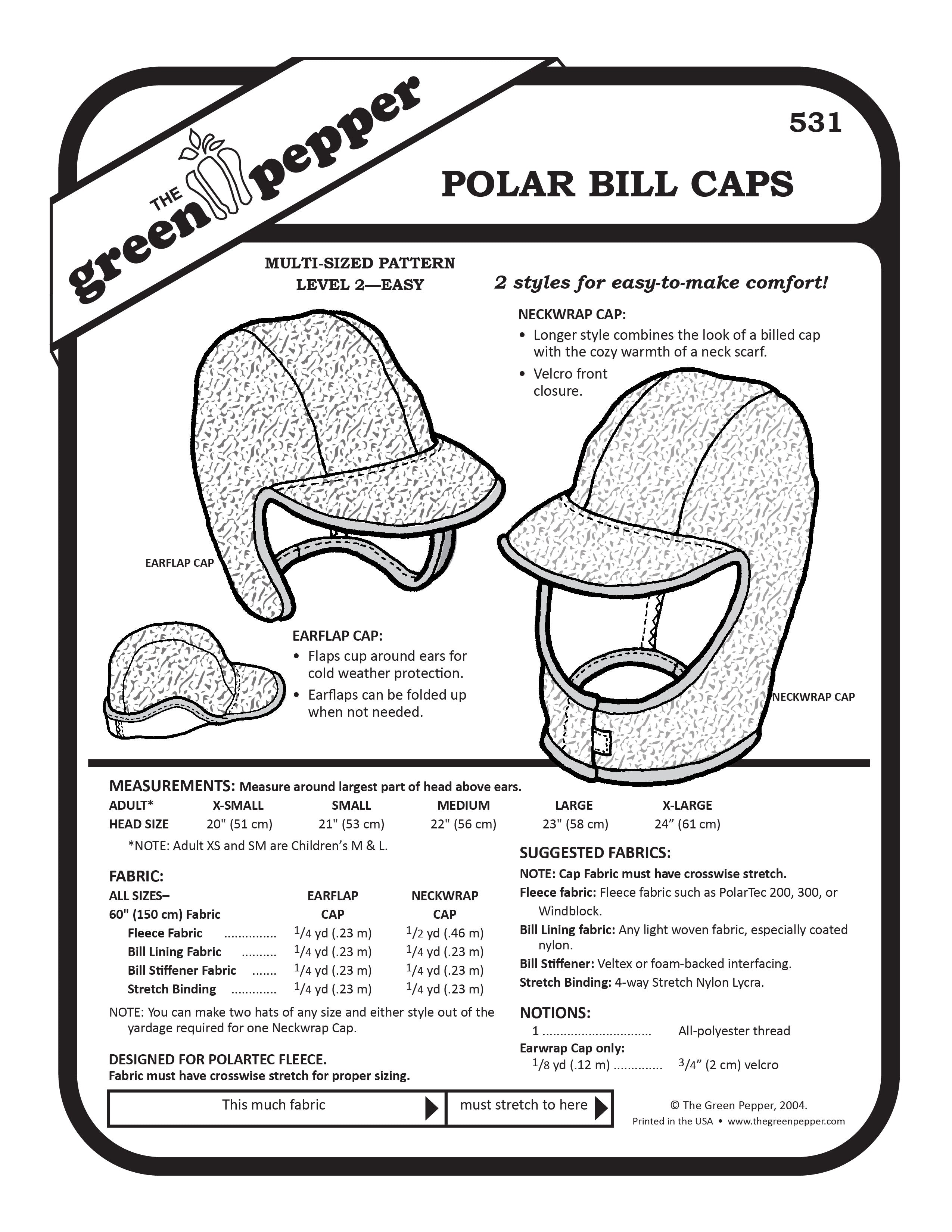 cover of 531 Polar Bills Cap sewing pattern