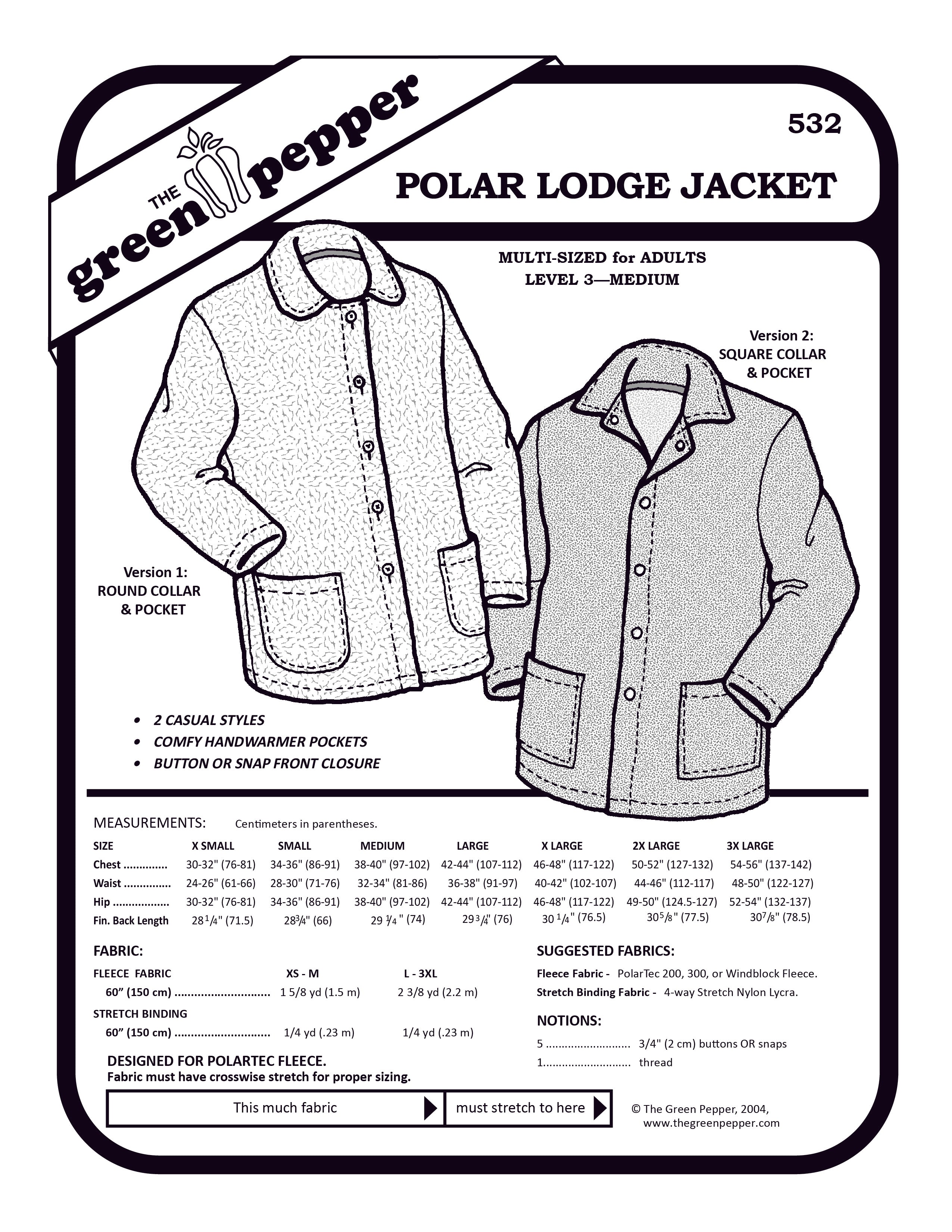 Cover of sewing pattern for 532 Polar Lodge Jacket.