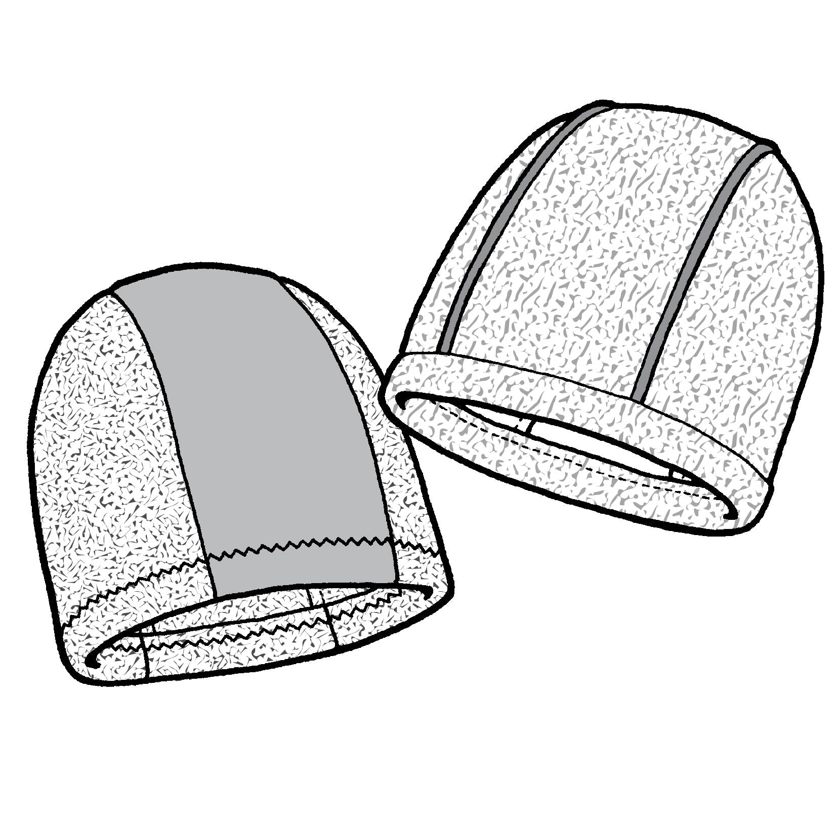 line drawings of two caps