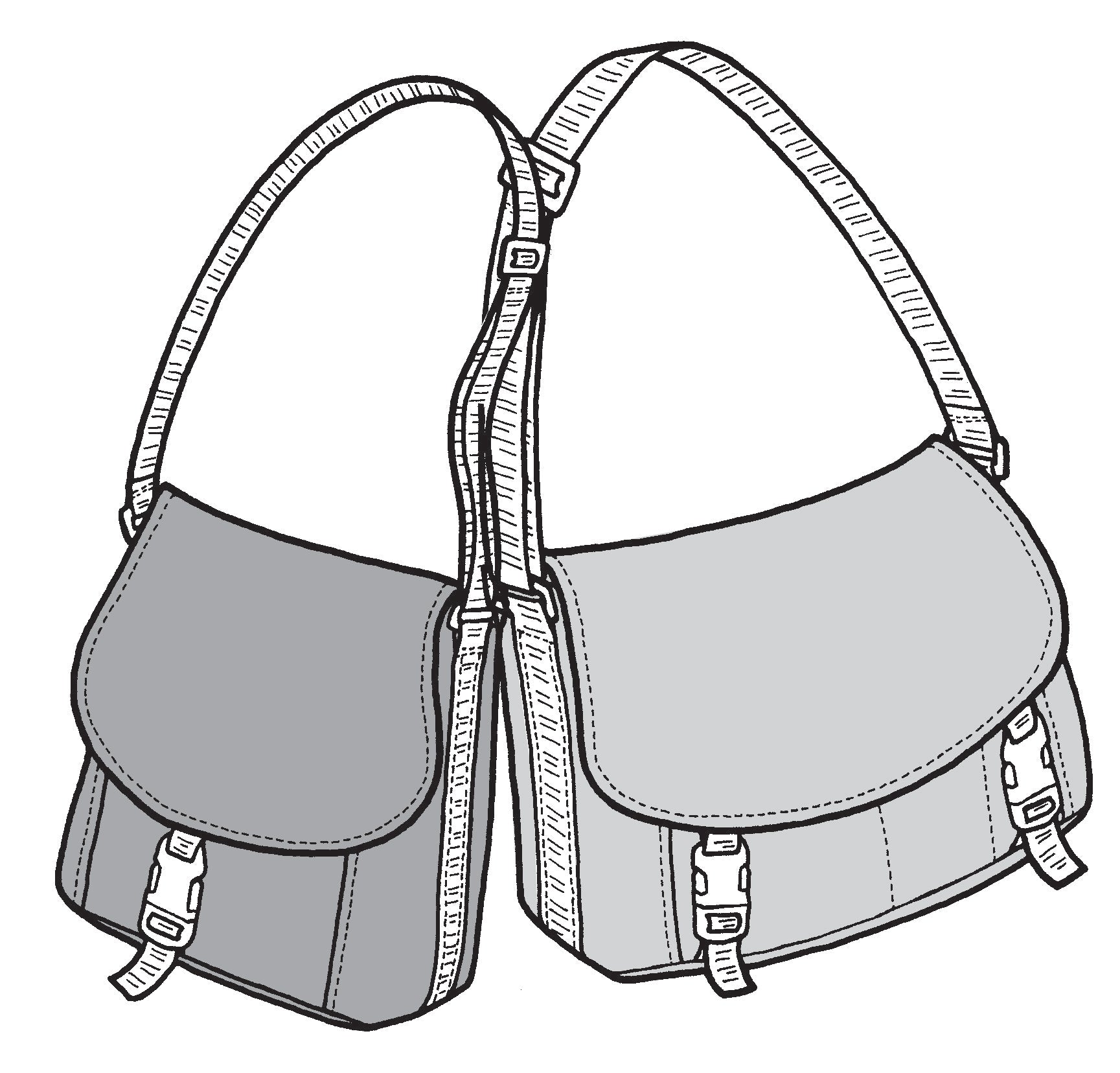 drawing of two messenger bags.