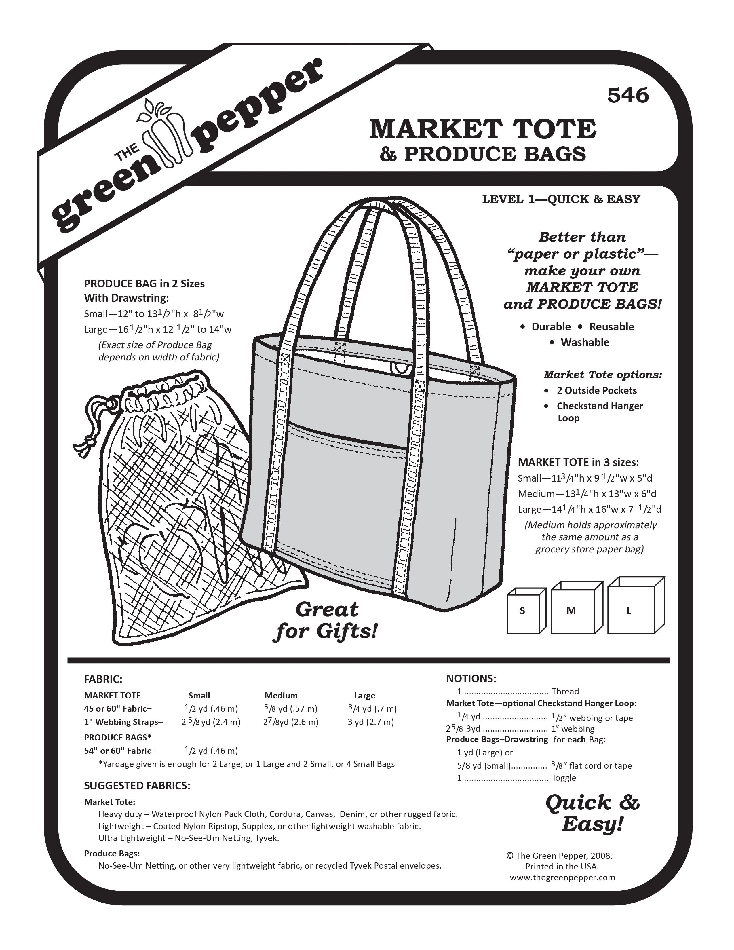Image of the cover of 546 Market Tote & Produce Bag sewing pattern