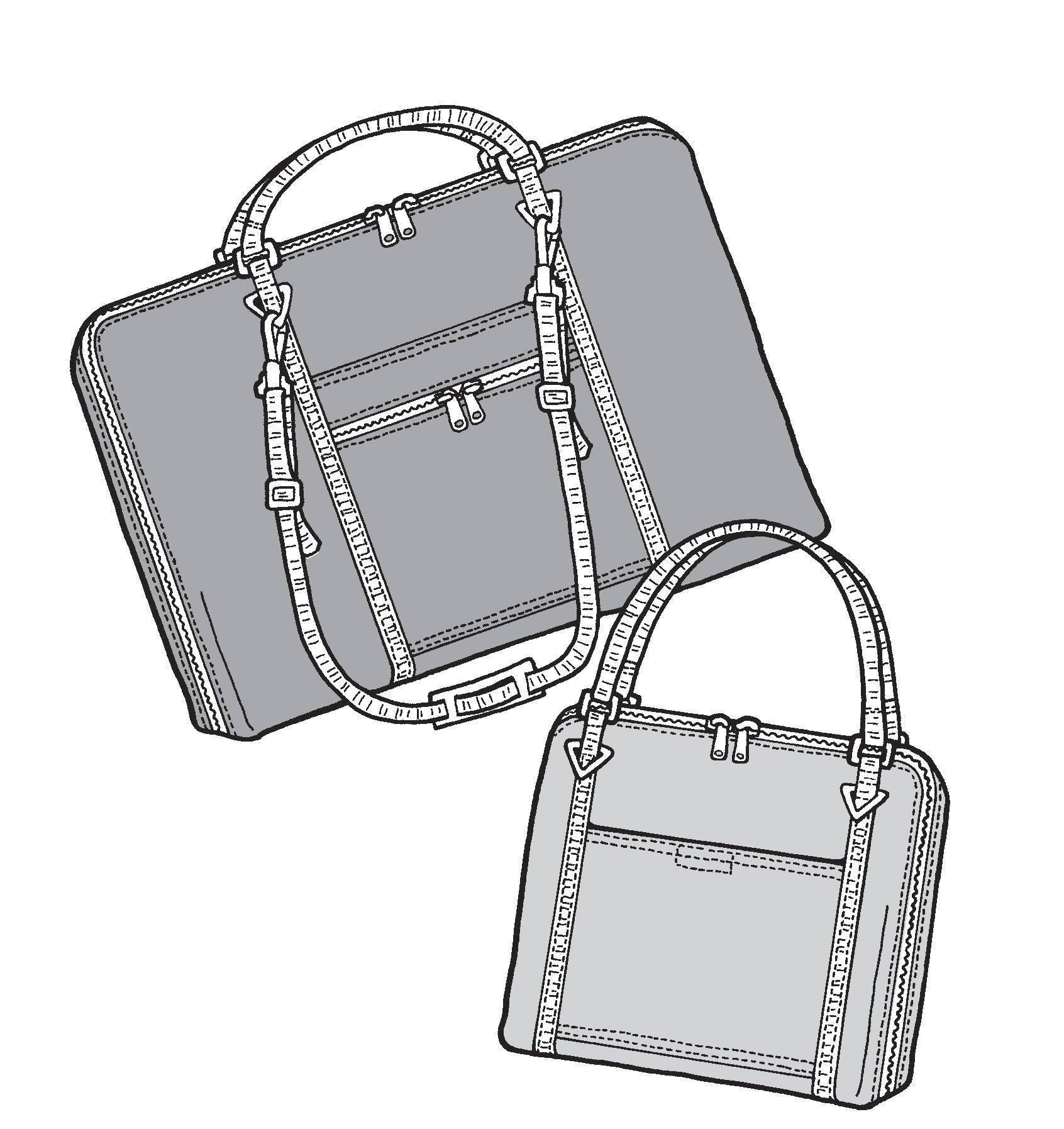 Illustration of two handbags on a white background