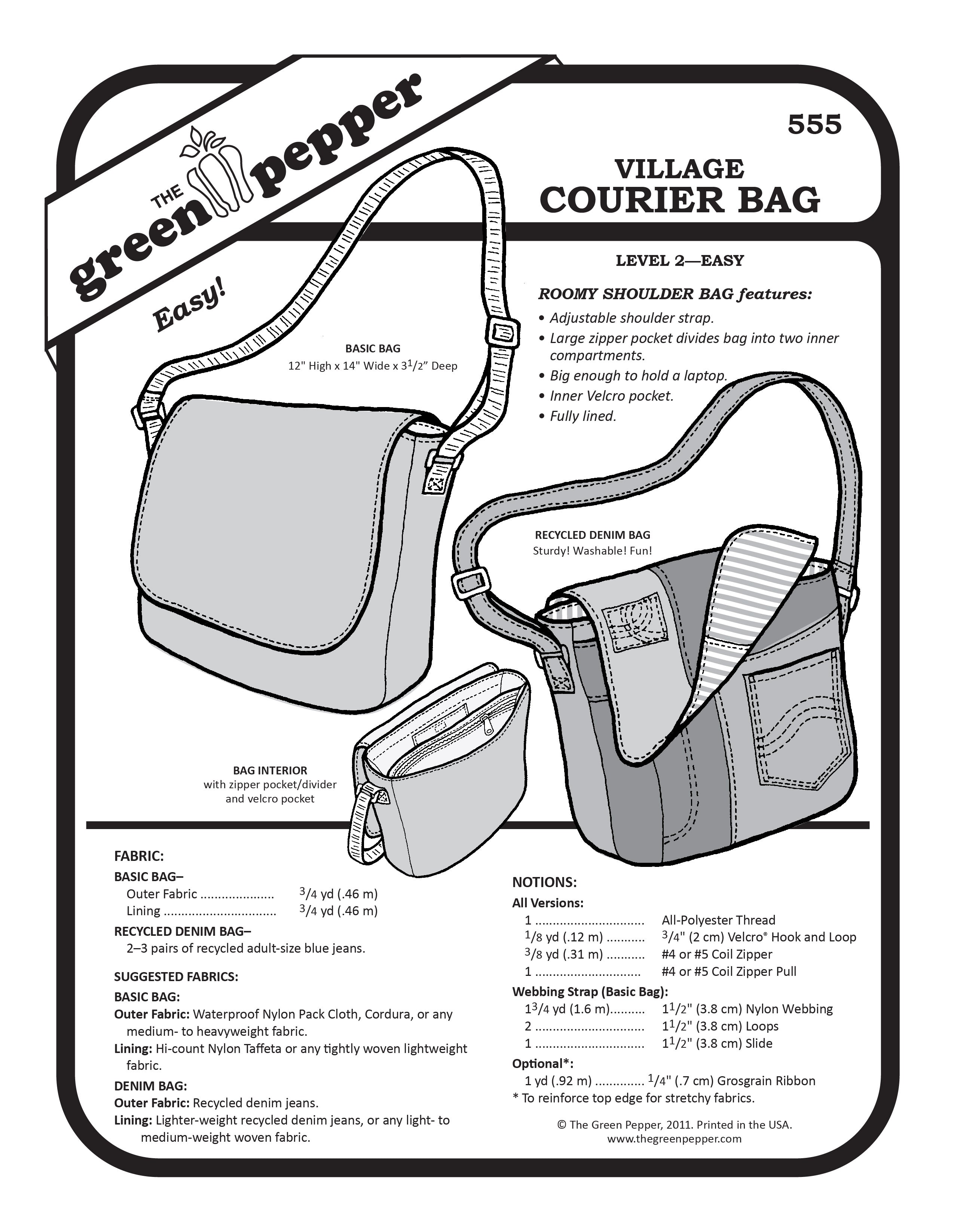 Image of the cover of the 555 Village Courier Bag sewing pattern