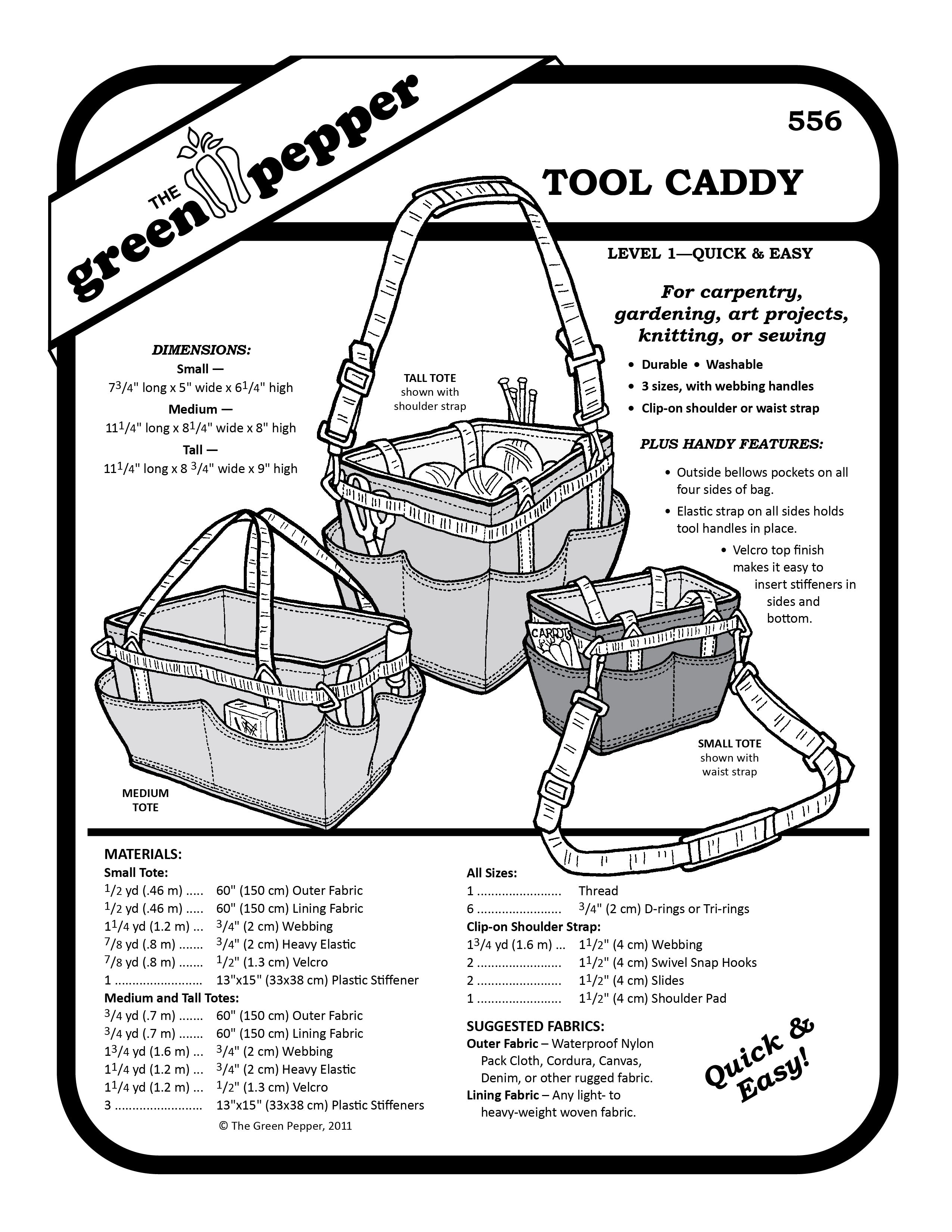 image of sewing pattern cover for 556 Tool Caddy pattern.