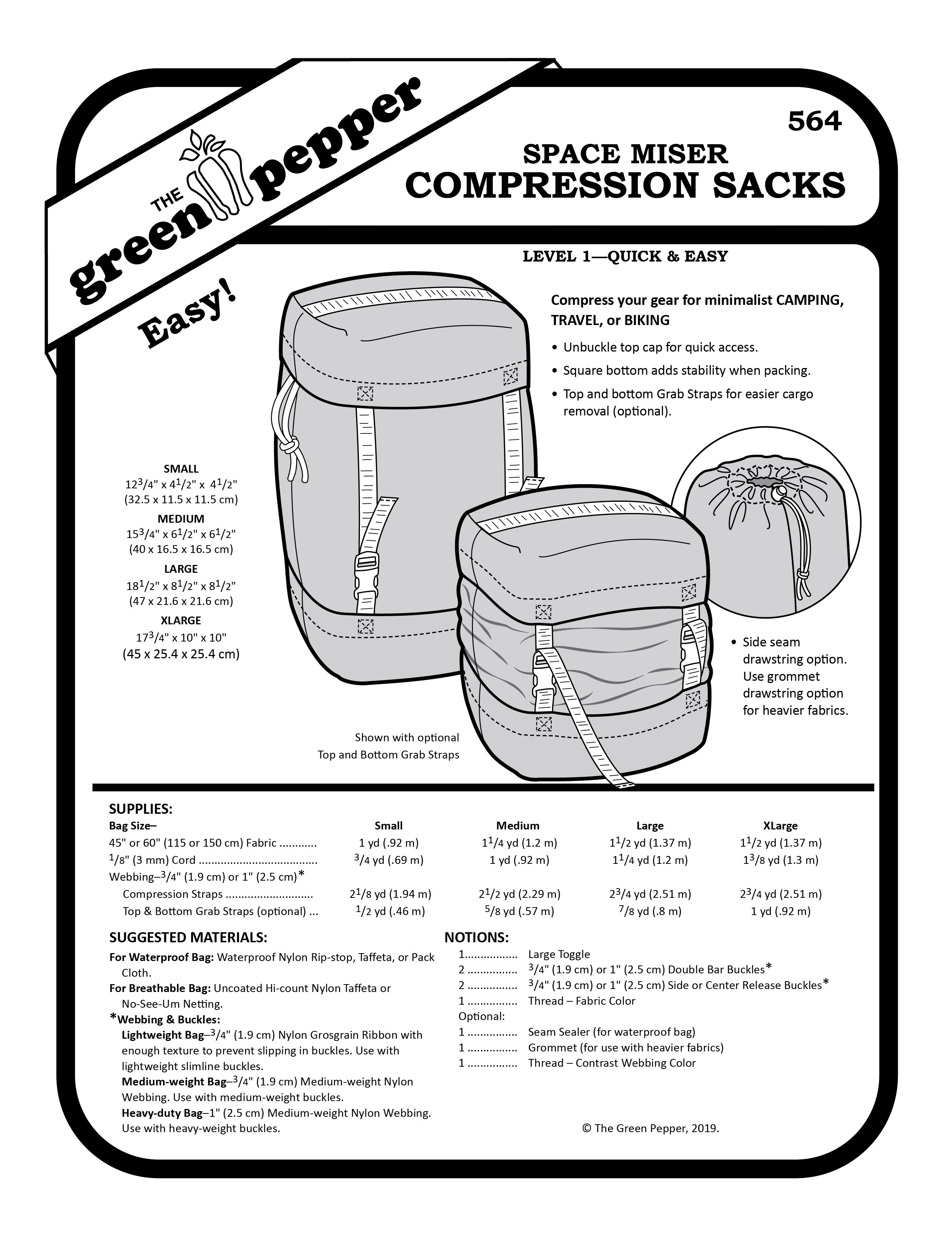 Cover for 564 Space Miser Compression Sacks sewing pattern