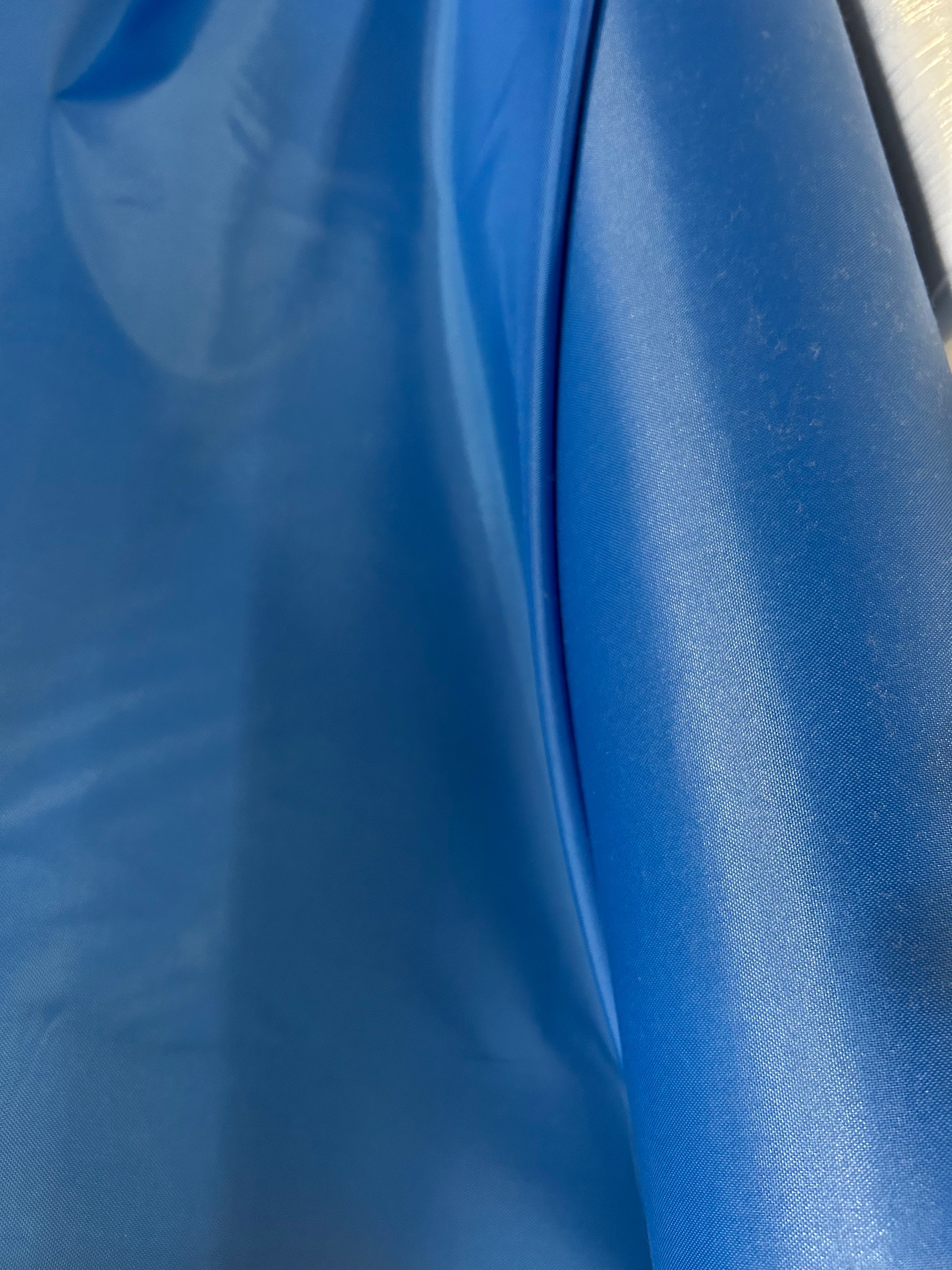Blue coated nylon oxford cloth.
