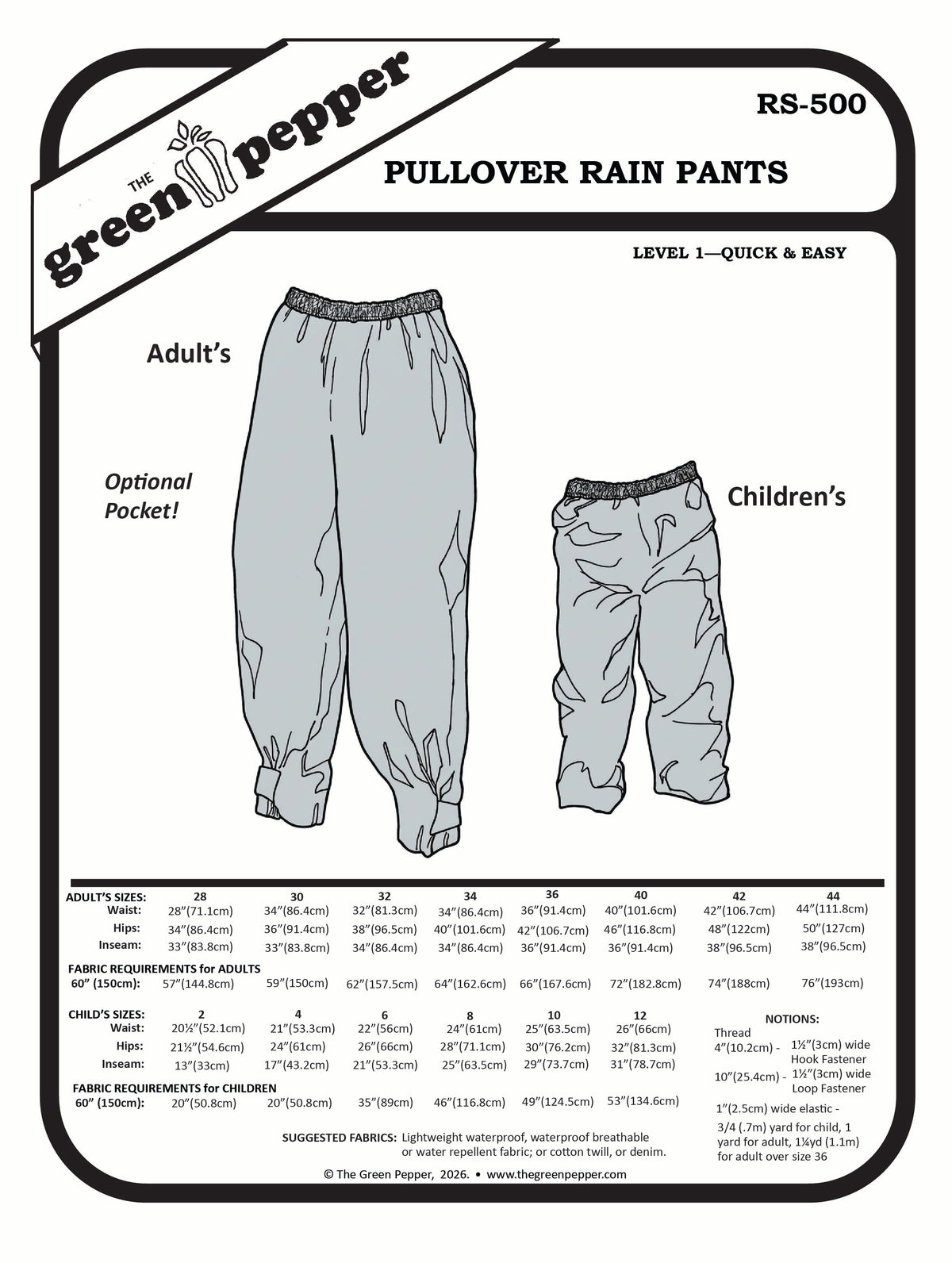 RS500 Pullover Rain Pants
