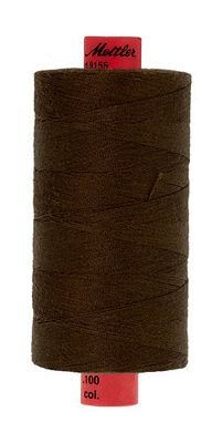 A 1000m spool of dark brown sewing thread with red end caps, shown against a plain white background.