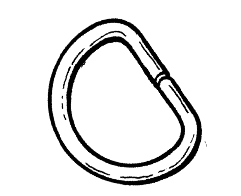 pen and ink drawing of a nickel plated D-Ring