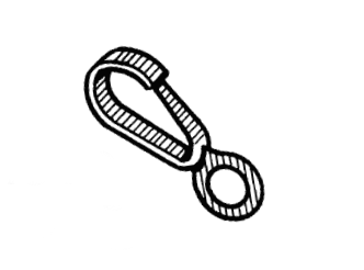 black and white drawing of a small glove hook