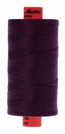A 1000m spool of dark plum purple sewing thread with red end caps, shown against a plain white background.