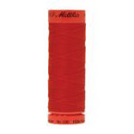 A single spool of red thread shown vertically against a plain white background, with the brand name 'Mikro' visible at the top.
