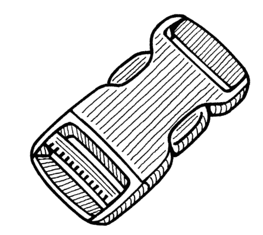 pen and ink drawing of a side release buckle.