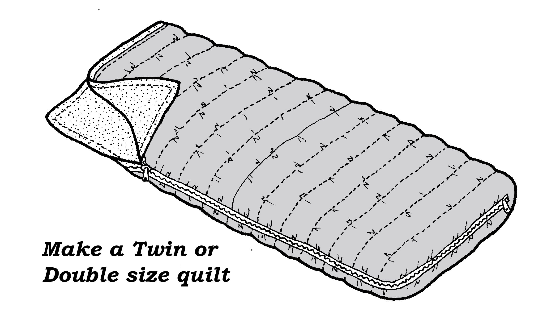 Drawing of a sleeping bag quilt.