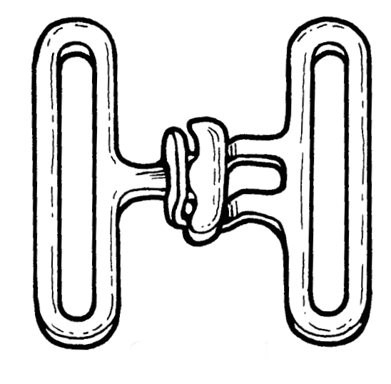 pen and ink illustration of a surcingle buckle