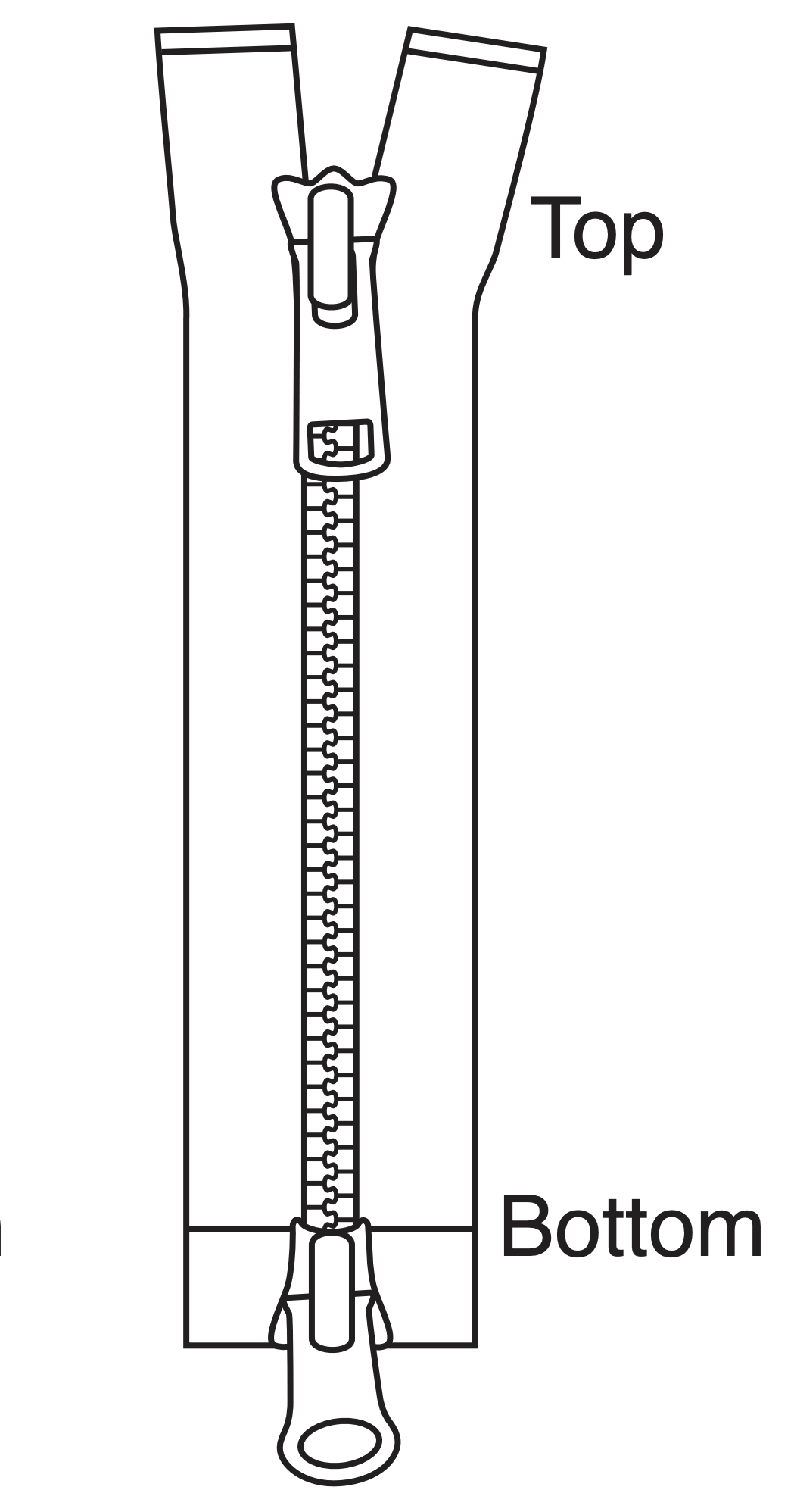 illustration of a two way separating zipper.