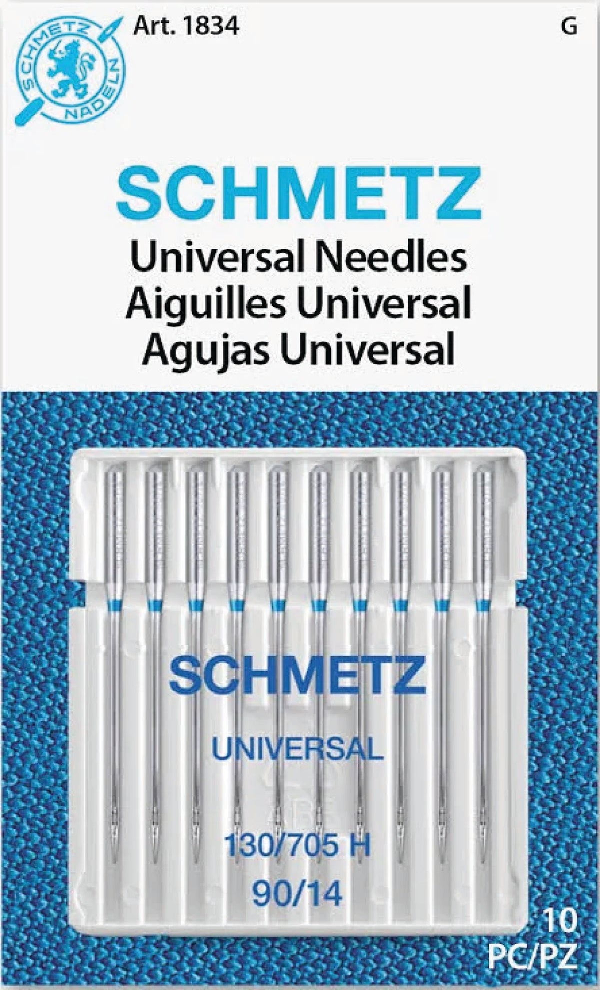 package of 90/14 universal sewing machine needles from Schmetz